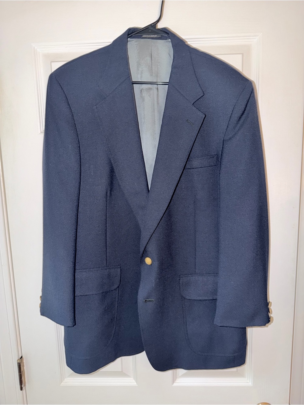 Stafford Men's Navy Blue Blazer with Gold Buttons 43R